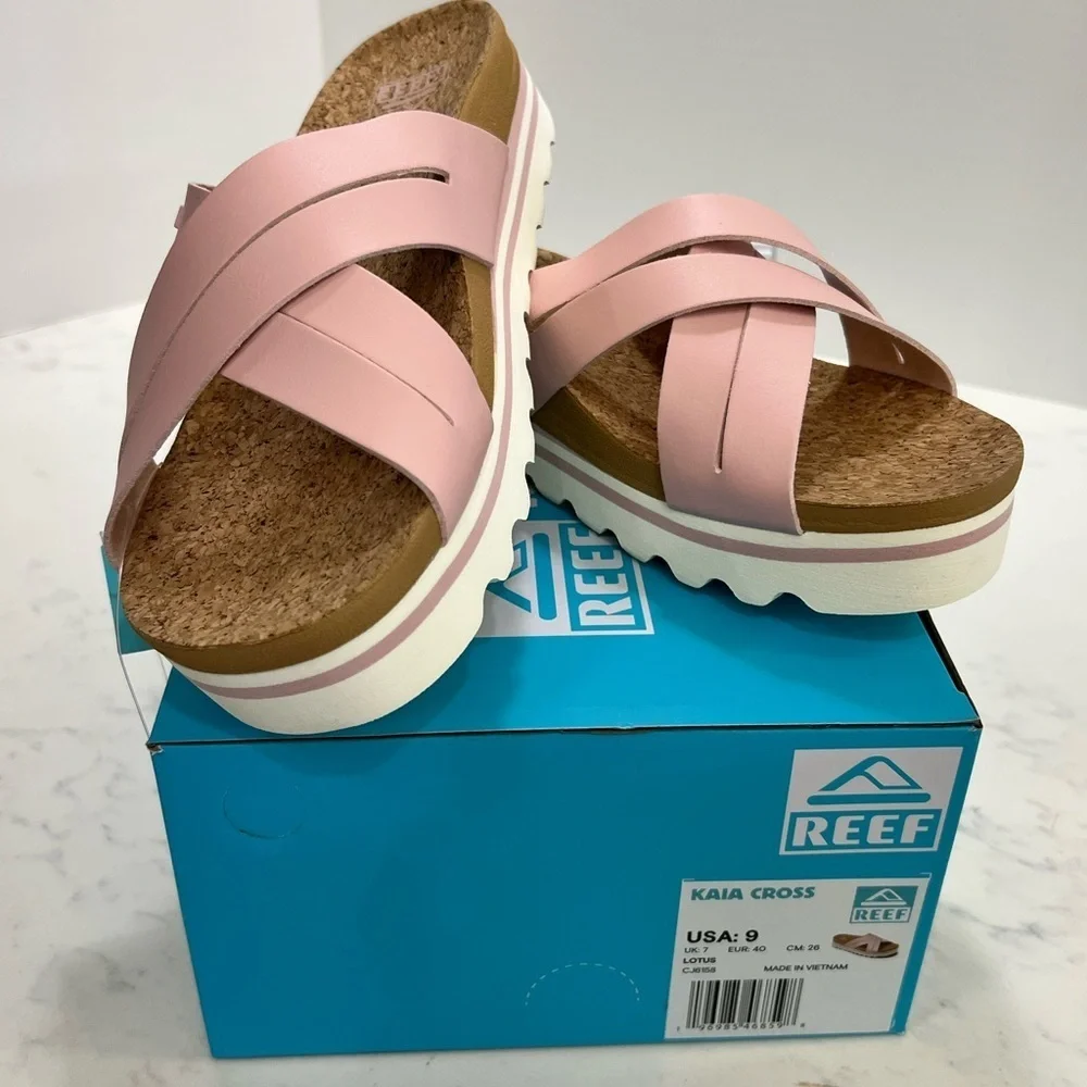 Reef Blush Pink Cork Slide Sandals